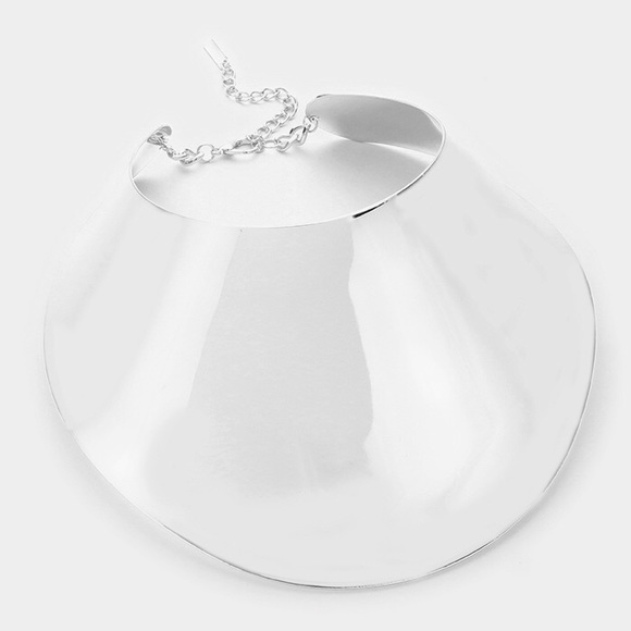 WIDE METAL ARMOR COLLAR CHOKER NECKLACE SET - Picture 2 of 4